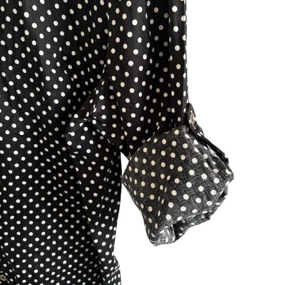New York & Company Button Up Shirt Polka Dot Roll Tab Office Casual Size Large - Picture 13 of 16